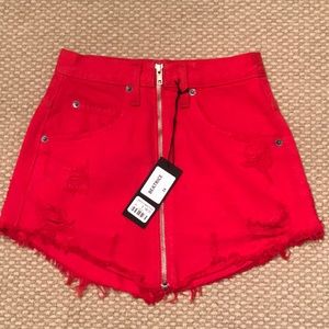LF zip up red skirt